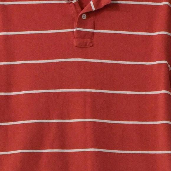 J. Crew Mens Red White Polo Shirt Stripes Collared Slits Buttons Short Sleeve L - Picture 3 of 4